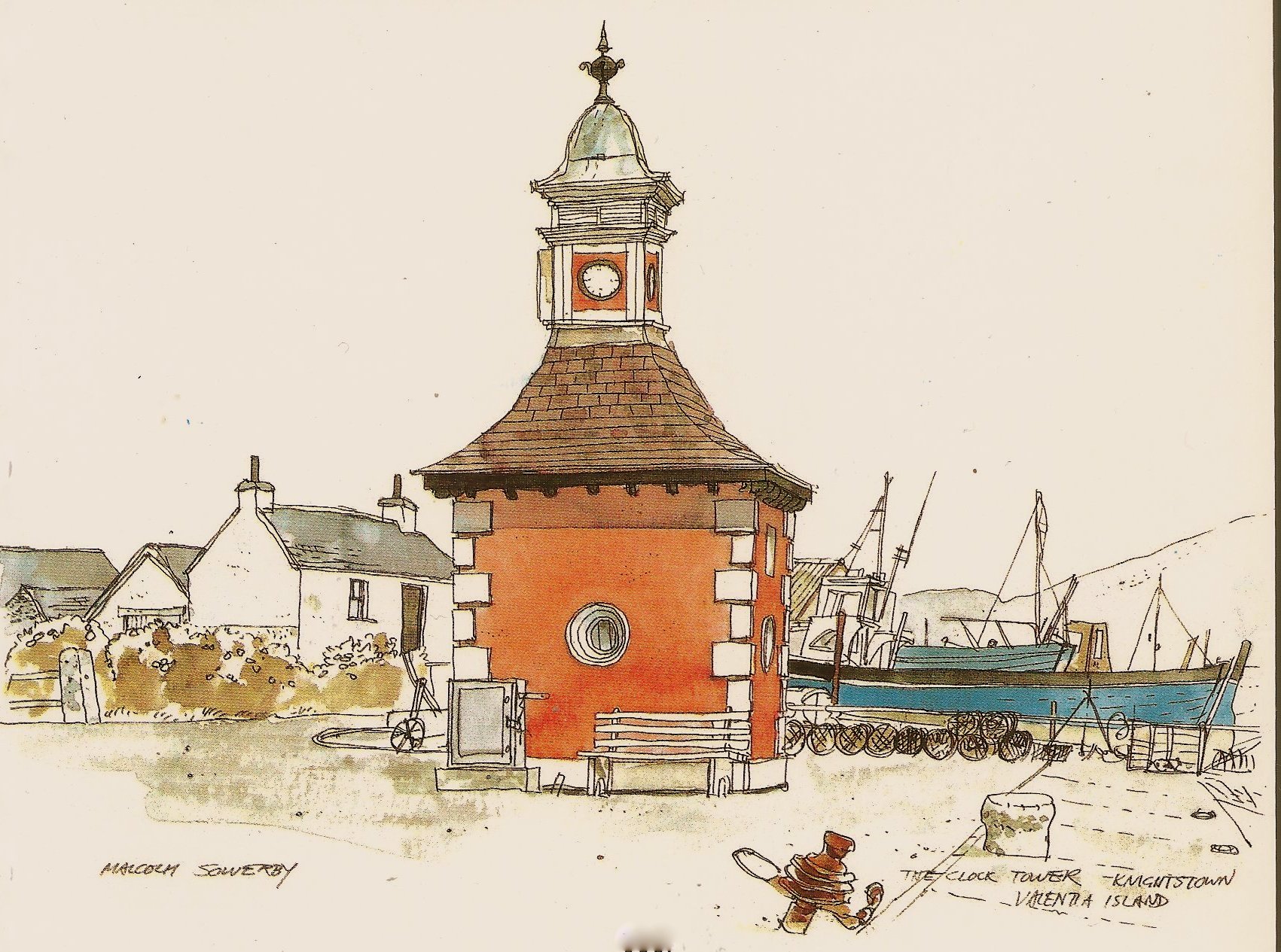 Valentia: A Different Irish Island — cover illustration showing the Knightstown clocktower